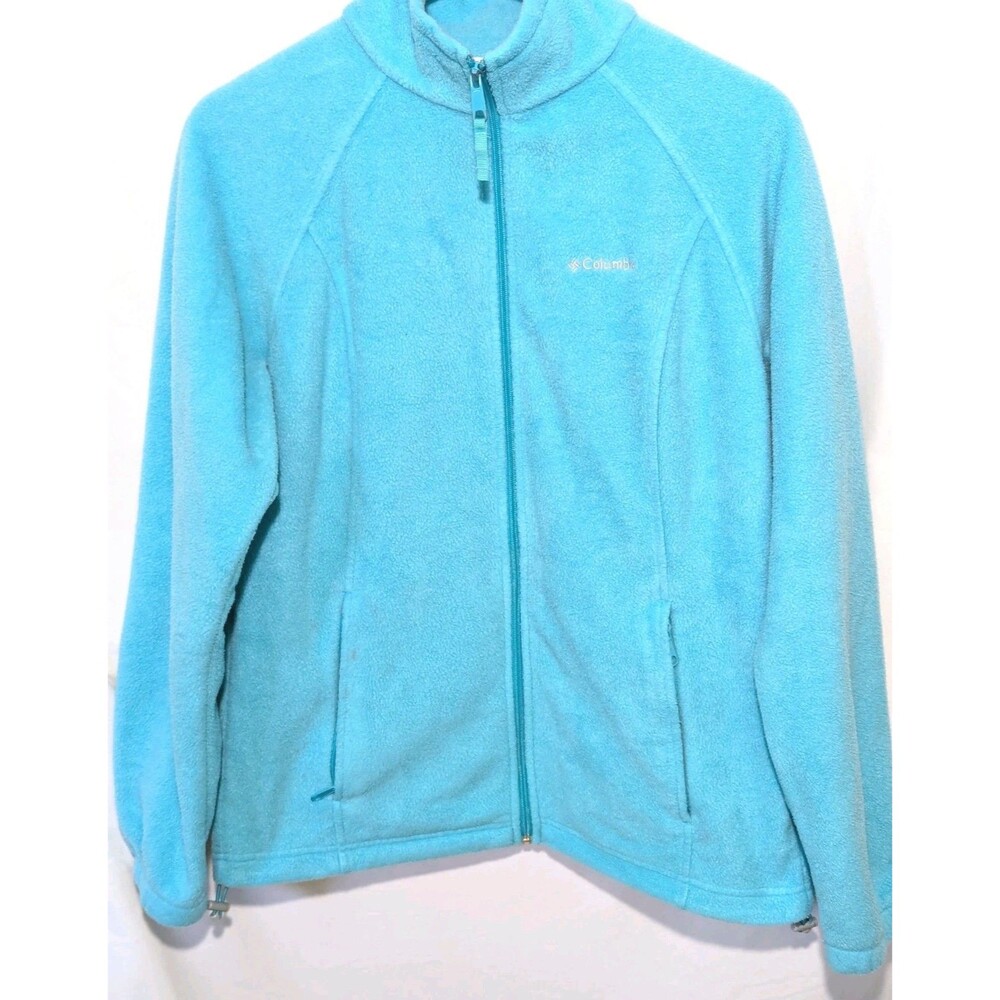 Columbia Fleece Jacket Women's Large Turquoise Full-Zip Long Sleeve Zip Pockets - Picture 7 of 7